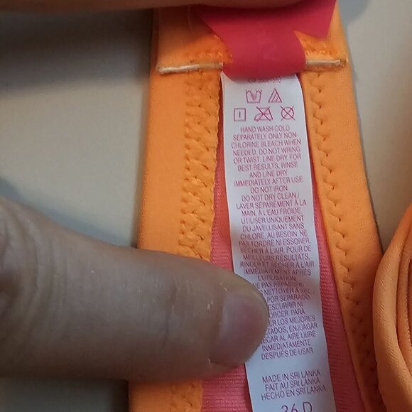 Victorias Secret Vintage 36D Orange Bikini Top With Gold Clasp Detail - Picture 4 of 6